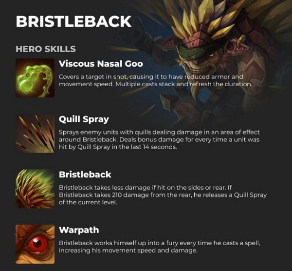 Thông tin kỹ năng của Bristleback